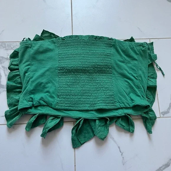 Anthropologie green ruffle tube top XL - Picture 7 of 7
